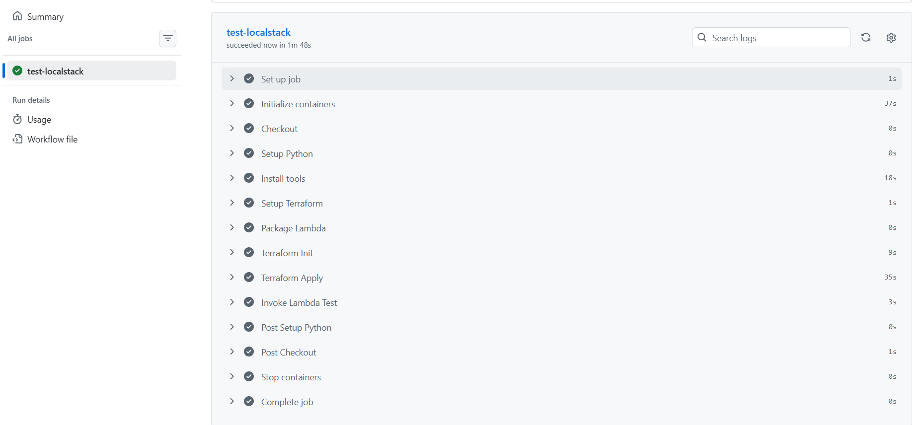 GitHub Actions completado